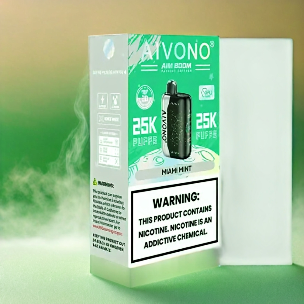 Aivono AIM BOOM 25000 Puffs Italia Ingrosso Vape Menta Miami 0%-5% Nicotina 28ml 650mAh