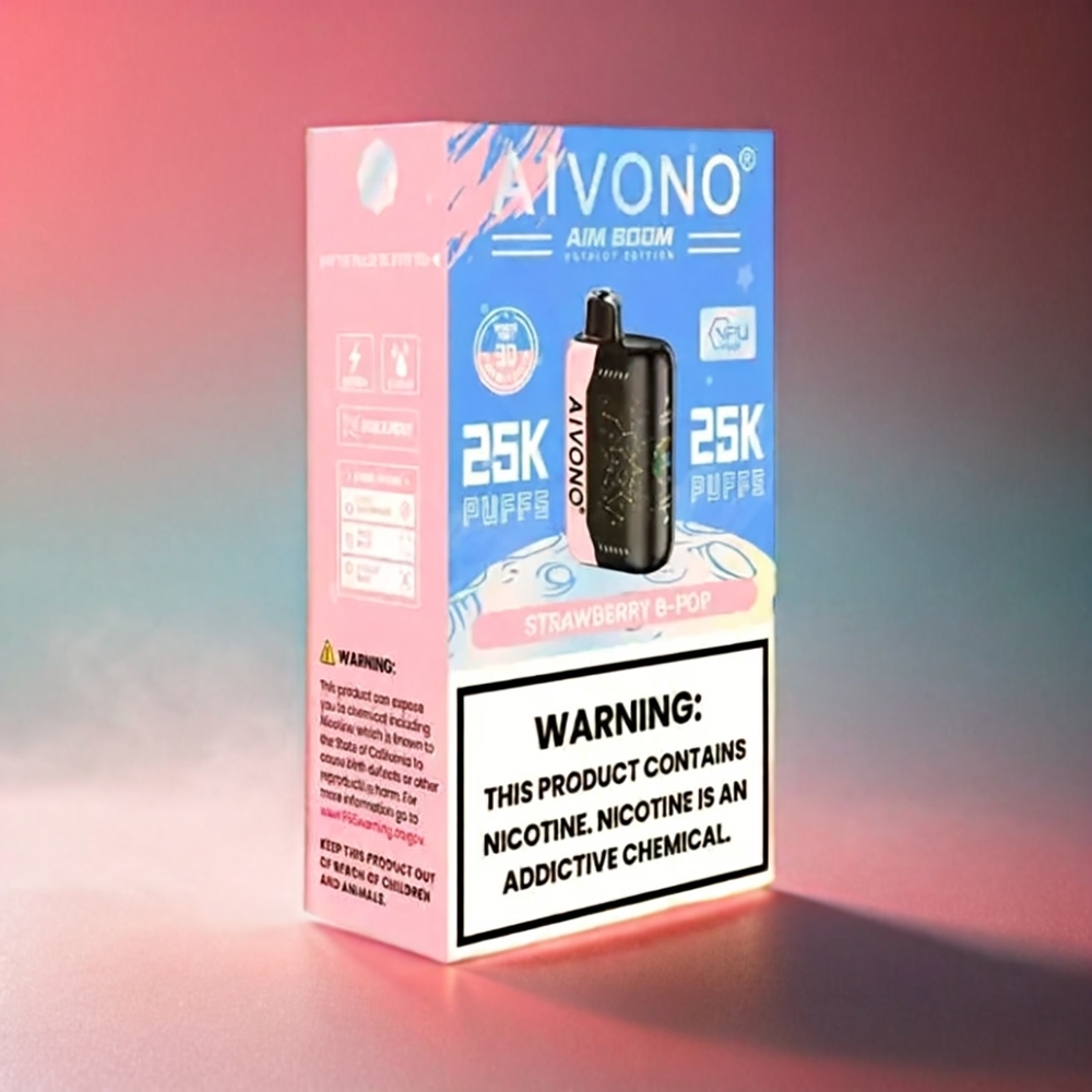 Aivono Aim Boom Italia Ingrosso 25000 Puffs Fragola B-Pop 0%-5% Nicotina 28ml 650mAh