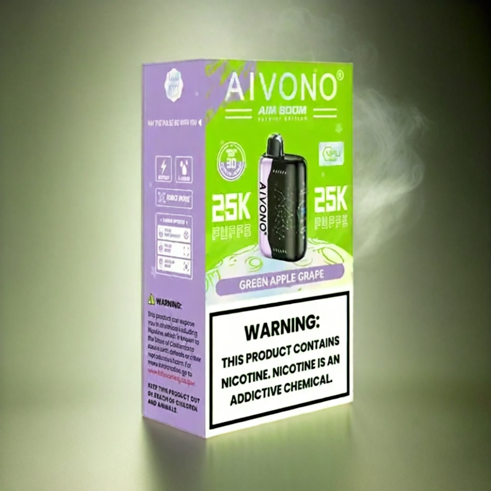 Italia Ingrosso Aivono Aim Boom 25000 Puffs Vape Mela Verde Uva con Batteria 650mAh e Ricarica Type-C