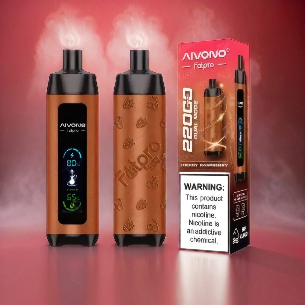 Aivono Aim Fatpro 22000 Puffs Italia Ingrosso - Ciliegia Lampone, 0%-5% Nicotina, 28ml E-liquid, 10 Gusti, Ricaricabile 600mAh, 0.6ohm Mesh Coil