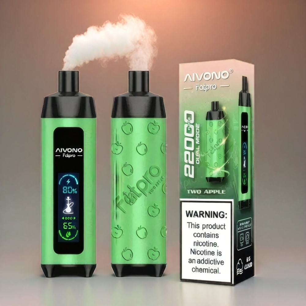 Aivono Aim Fatpro 22000 Puffs Italia Ingrosso – Due Mele, 0%-5% Nicotina, 28ml E-liquid, 10 Gusti, 600mAh, 0.6ohm Mesh Coil, Modalità Eco/Boost