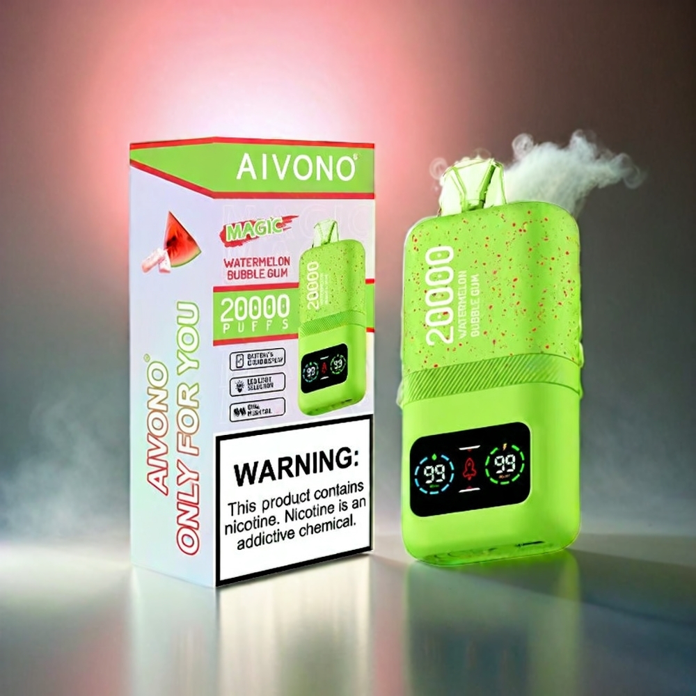 Aivono AIM MAGIC Italia Ingrosso 20000 Puffs - Gomma da Masticare Anguria, 26ml E-liquid, LCD, Tipo-C Ricaricabile