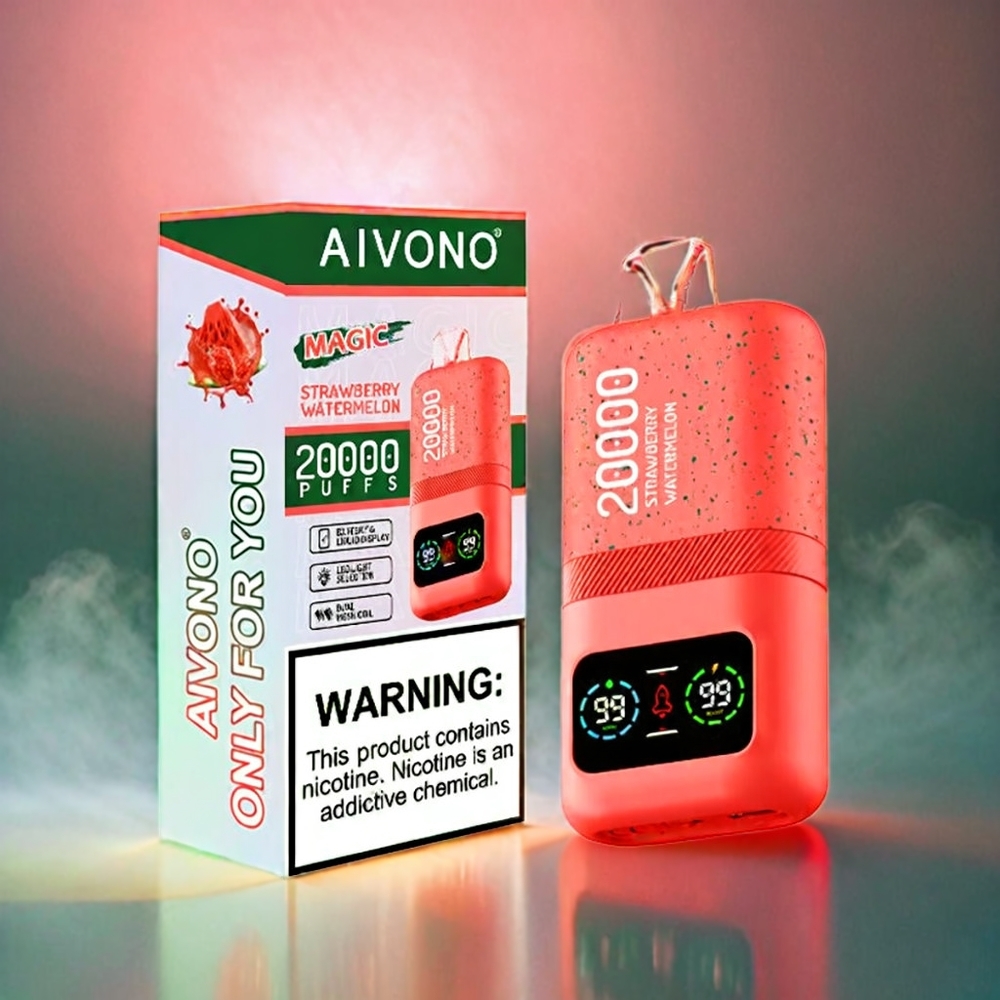 Aivono Aim Magic Italia Ingrosso 20000 Puffs Fragola Anguria 0% 5% Nic 26ml Dual Mesh LCD