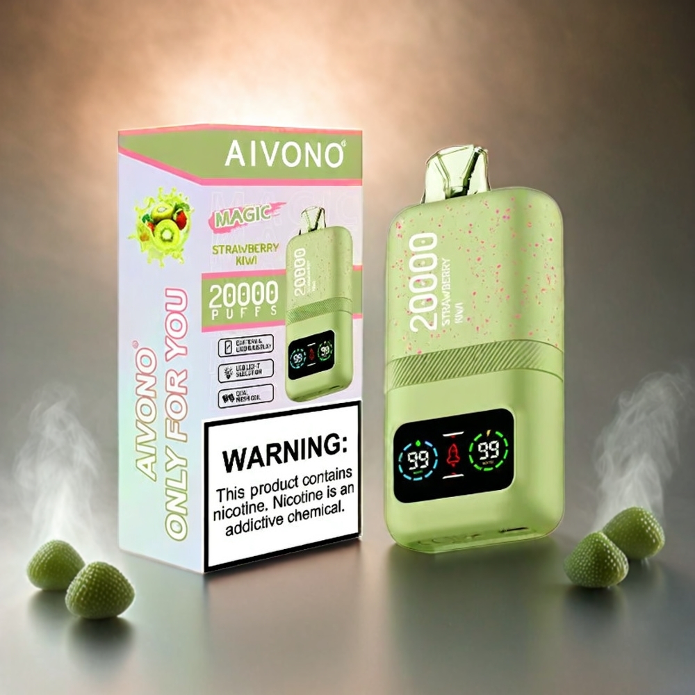 Italia Ingrosso Aivono Aim Magic 20000 Puffs Vape Fragola Kiwi con 26ml E-liquid, Bobina a doppia maglias, LCD Display