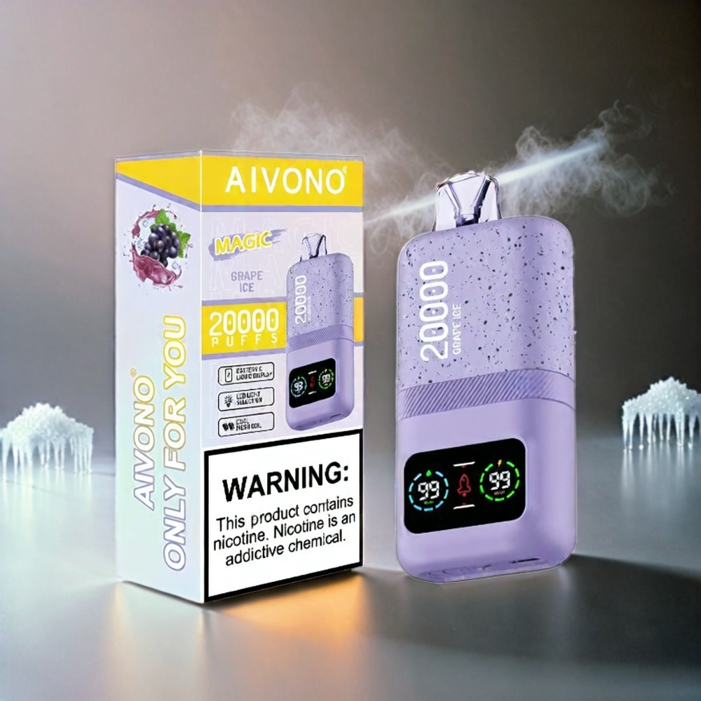 Italia Ingrosso Aivono Aim Magic 20000 Puffs Vape Ghiaccio d'Uva con Display LCD e Batteria 600mAh
