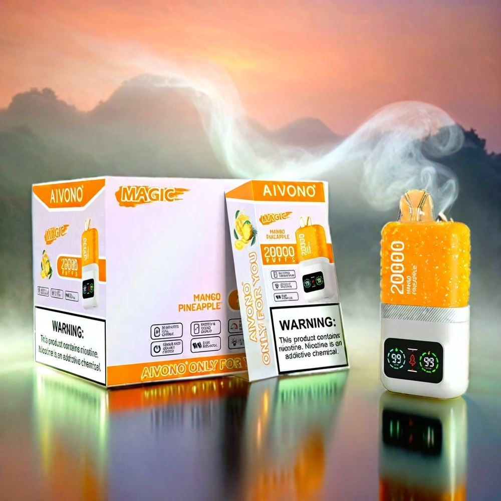 Italia Ingrosso Aivono Aim Magic 20000 Puffs Vape Mango Ananas con Display LCD, Bobina a doppia maglias, Ricaricabile Type-C