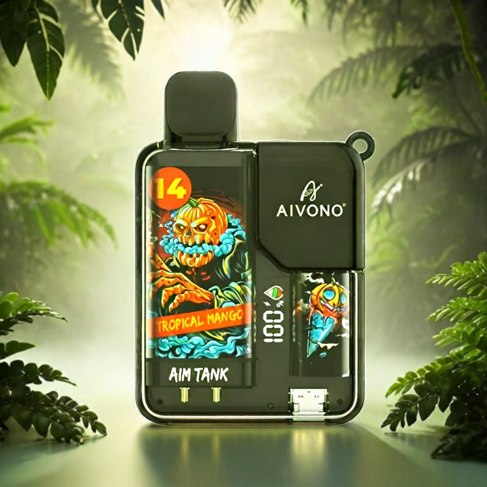 Aivono Aim Tank 9500 Puffs Italia Ingrosso Vape Mango Tropicale con Display LCD, Batteria 650mAh, 18ml E-liquid, 1.2ohm Mesh Coil