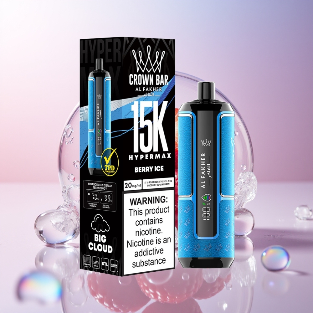 Al Fakher Crown Bar 15K Hypermax Italia Ingrosso 22ml 600mAh DTL Berry Ice