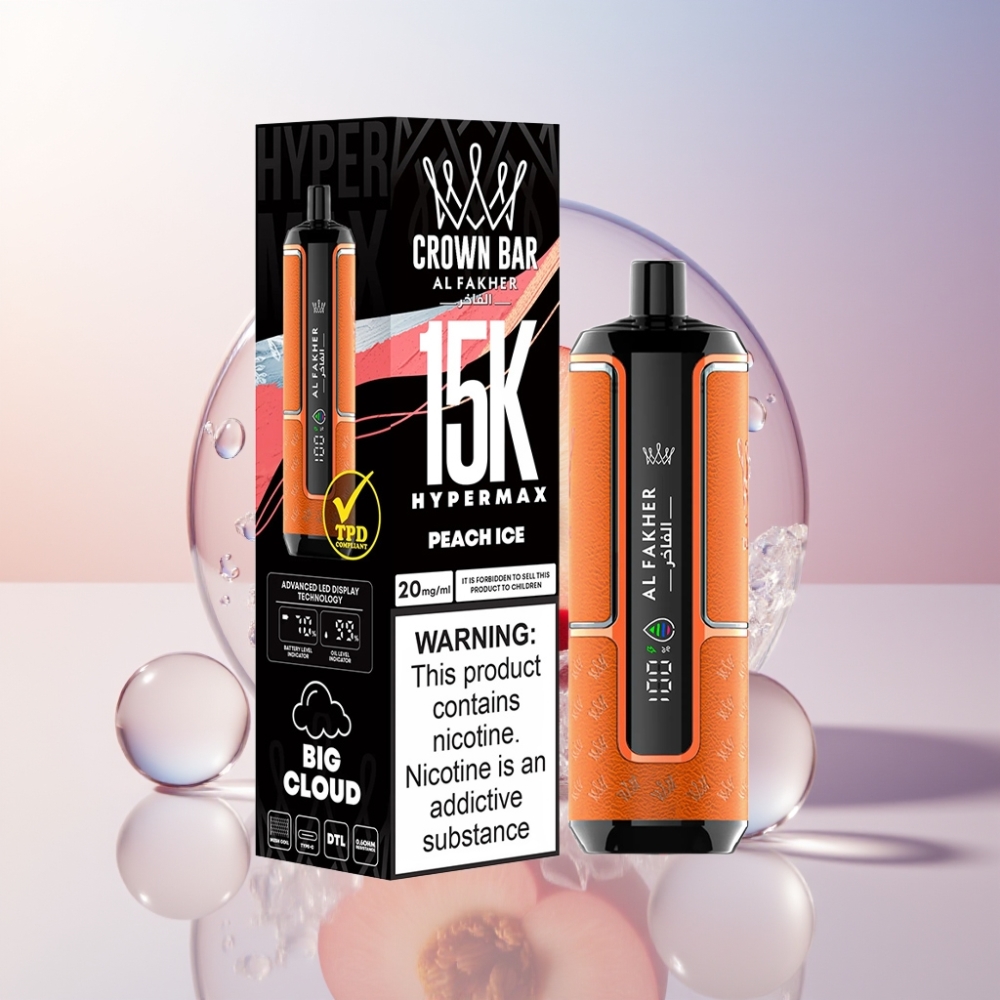 Al Fakher Crown Bar 15K Hypermax Italia Ingrosso Disposable - Pesca Ghiaccio, 22ml, 15000 puff
