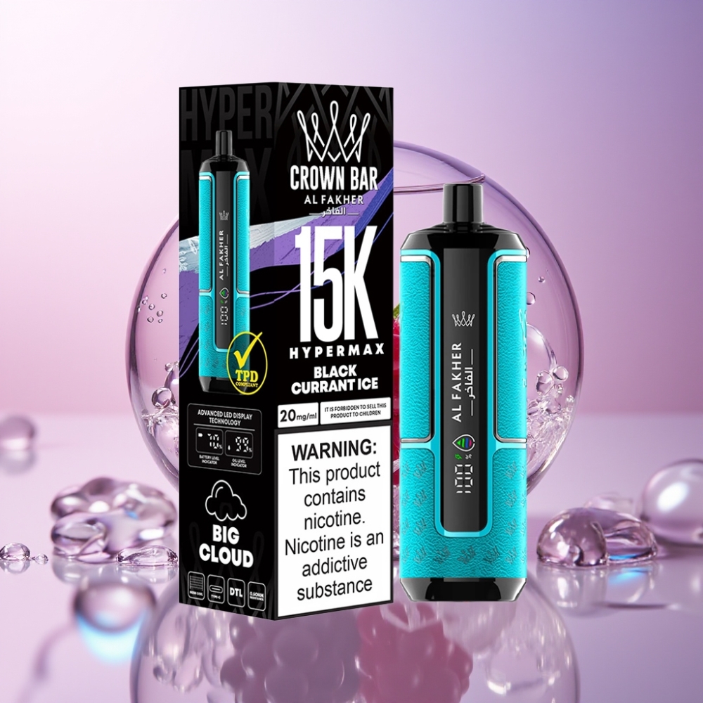 Al Fakher Crown Bar 15K Hypermax Italia Ingrosso Sigaretta elettronica usa e getta 22ml 600mAh Type-C Ribes Ghiaccio