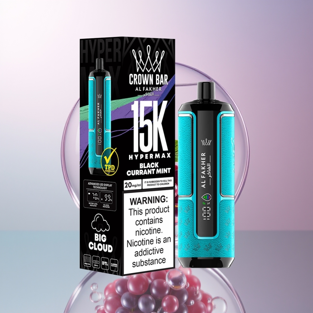 Al Fakher Crown Bar 15K Hypermax Italia Ingrosso Sigaretta elettronica usa e getta Kit 22ml 600mAh Ribes Menta