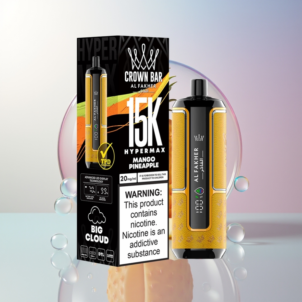 Al Fakher Crown Bar 15K Hypermax Italia Ingrosso Sigaretta elettronica usa e getta Kit Mango Ananas 22ml 600mAh