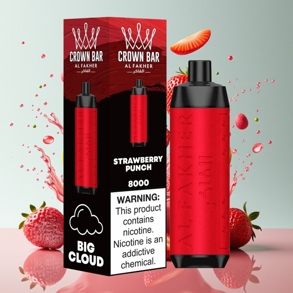 Al Fakher Crown Bar 8000 Crystal Italia Ingrosso Fragola Punch 600mAh 18ml 5mg