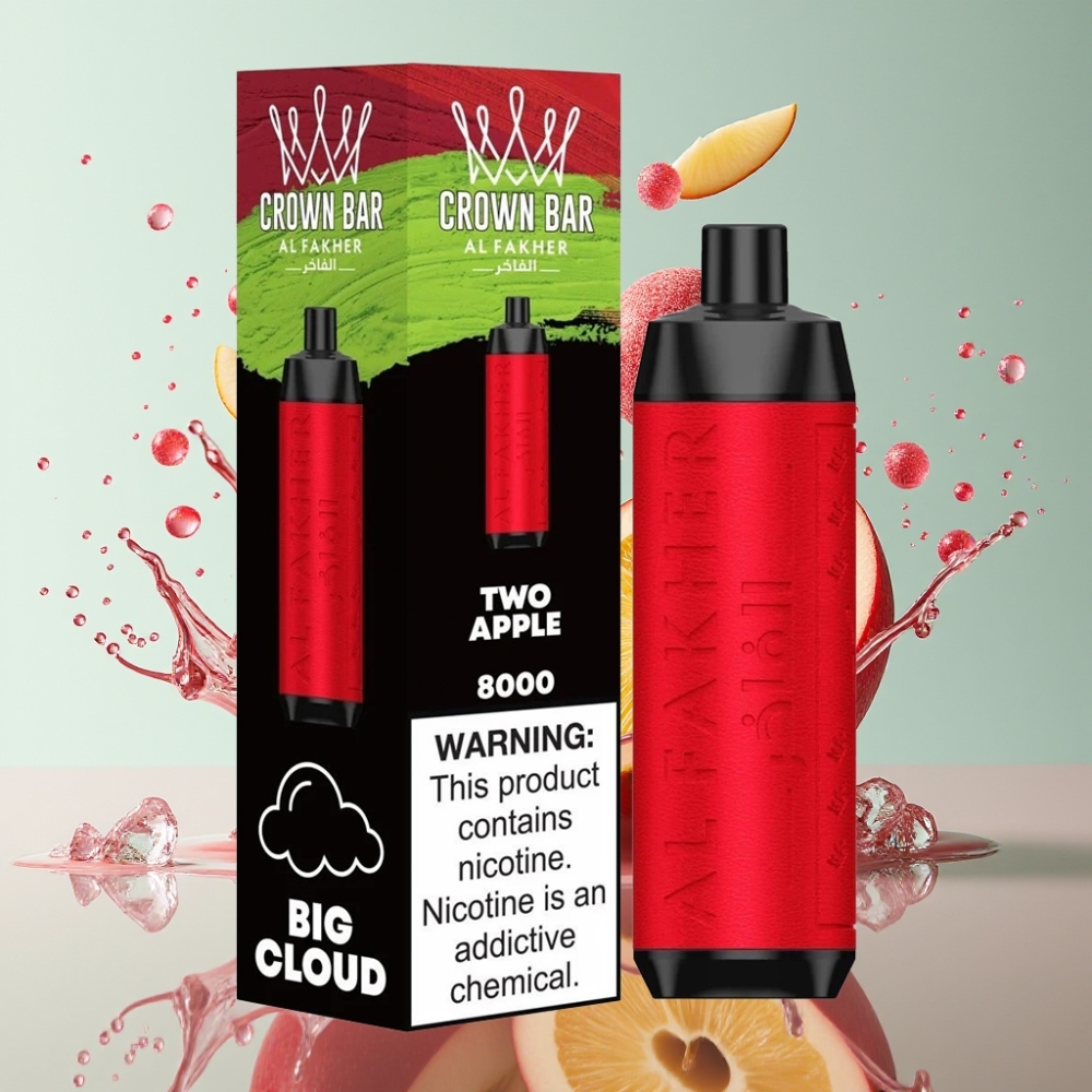 Al Fakher Crown Bar 8000 Crystal Italia Ingrosso Sigaretta elettronica usa e getta Due Mele, 18ml, 8000 Puff, 5mg Nicotina