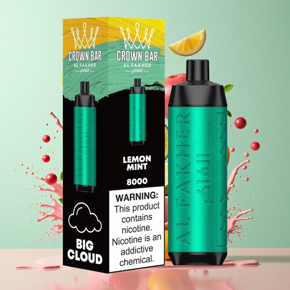 Al Fakher Crown Bar 8000 Crystal Italia Ingrosso Sigaretta elettronica usa e getta Limone Menta 18ml 8000 Puff USB-C