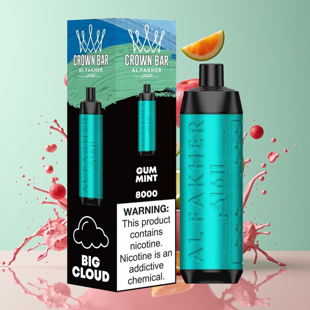 Al Fakher Crown Bar 8000 Crystal Sigaretta elettronica usa e getta Menta Gommoso Italia Ingrosso 18ml 8000 Puff