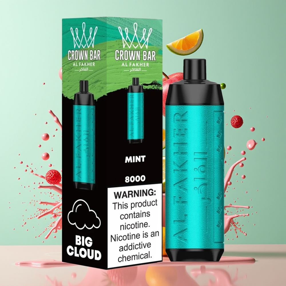 Al Fakher Crown Bar 8000 Crystal Sigaretta elettronica usa e getta Menta - Italia Ingrosso - 18ml, 5mg, 8000 Puff