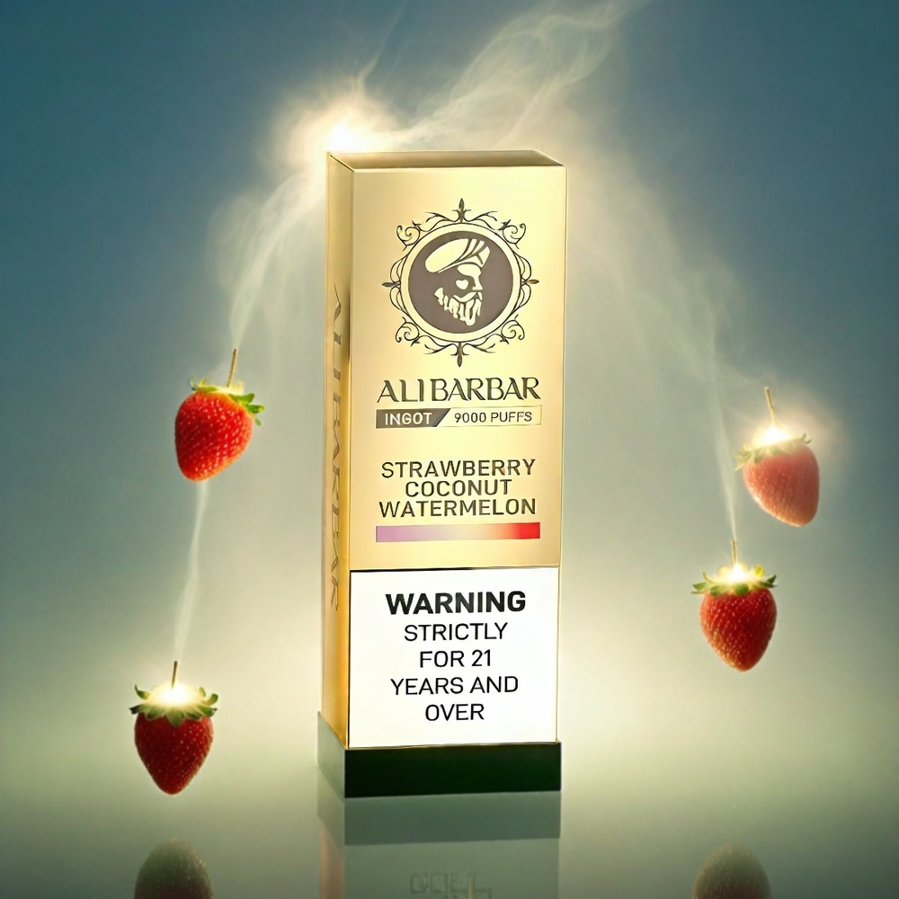 Alibarbar Ingot 9000 Puffs Italia Ingrosso - Fragola Cocco Anguria, 22ml E-liquid, 9000 Puffs, Display LED