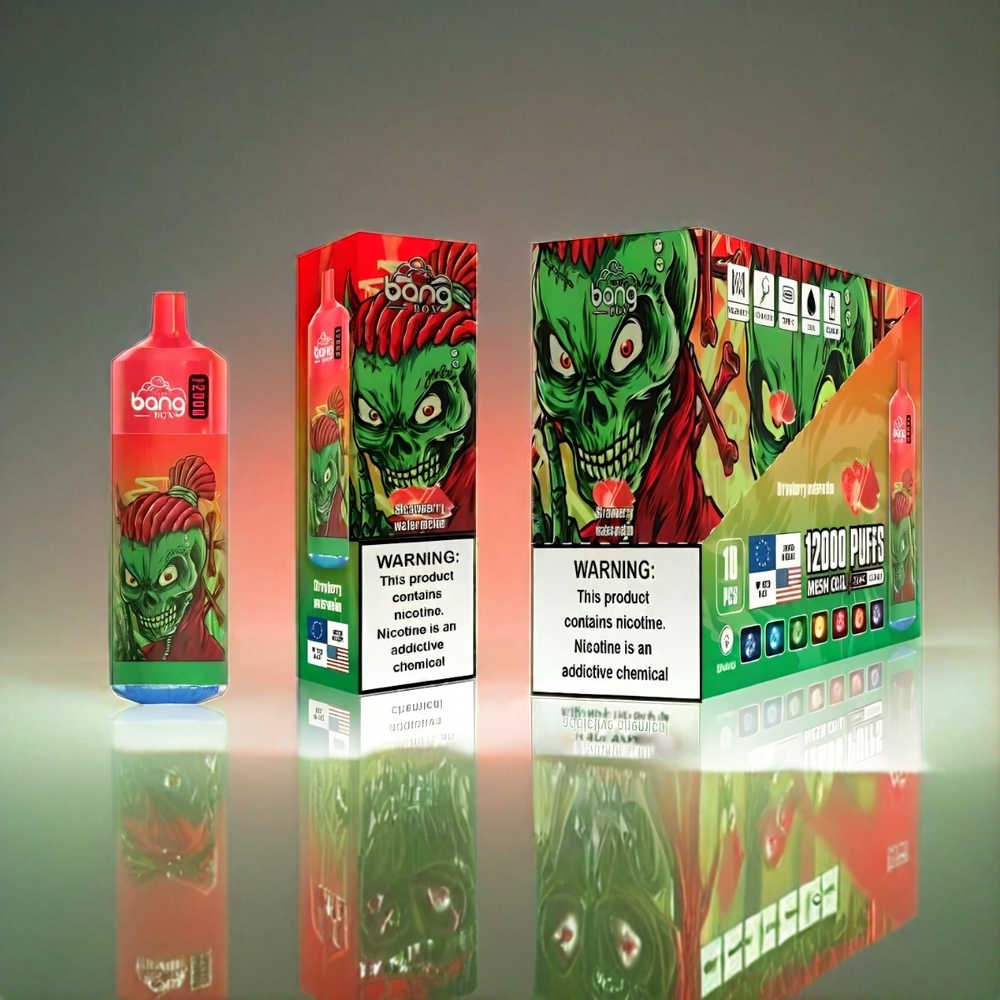 Italia Ingrosso Bang Box 12000 Puffs Anguria alla Fragola con Batteria 650mAh e USB Tipo-C - 23ML Liquido - PC Materiale - 1 Confezione 10 Pezzi - Opzione Salt Nic 0%-2%-3%-5%