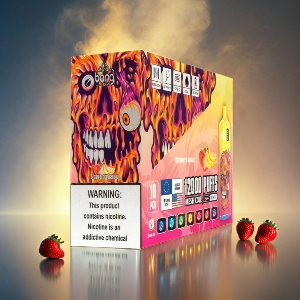 Italia Ingrosso Bang Box 12000 Puffs Fragola Banana con 23ML Liquido, 650mAh Batteria, Tipo-C USB, PC Materiale, Opzioni Salt Nic 0%-5%