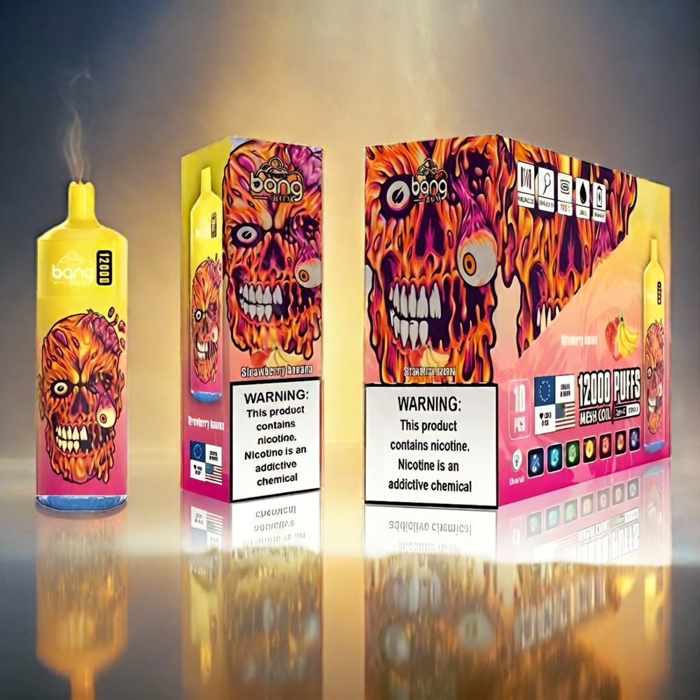 Italia Ingrosso Bang Box 12000 Puffs Fragola Banana con 23ML Liquido, 650mAh Batteria, Tipo-C USB, PC Materiale, Opzioni Salt Nic 0%-5%