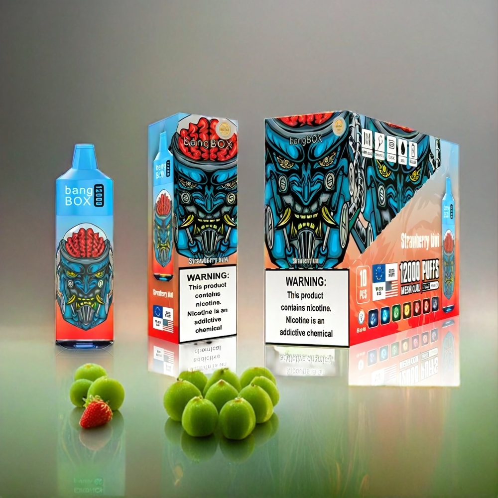 Italia Ingrosso Bang Box 12000 Puffs Fragola Kiwi Vapo con 23ML Liquido, 650mAh Batteria, USB TYPE-C, PC Materiale, 1 confezione da 10 pezzi, Opzioni Salt Nic 0%-5%