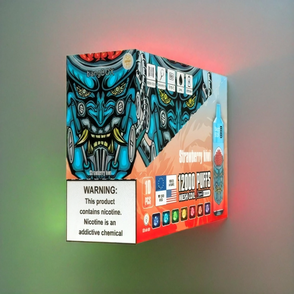 Italia Ingrosso Bang Box 12000 Puffs Fragola Kiwi Vapo con 23ML Liquido, 650mAh Batteria, USB TYPE-C, PC Materiale, 1 confezione da 10 pezzi, Opzioni Salt Nic 0%-5%