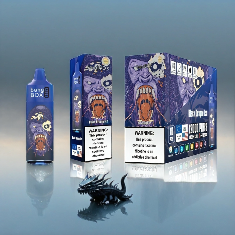 Italia Ingrosso Bang Box 12000 Puffs Vape Drago Nero Ghiaccio con 23ML Liquid e 650mAh Batteria USB TYPE-C
