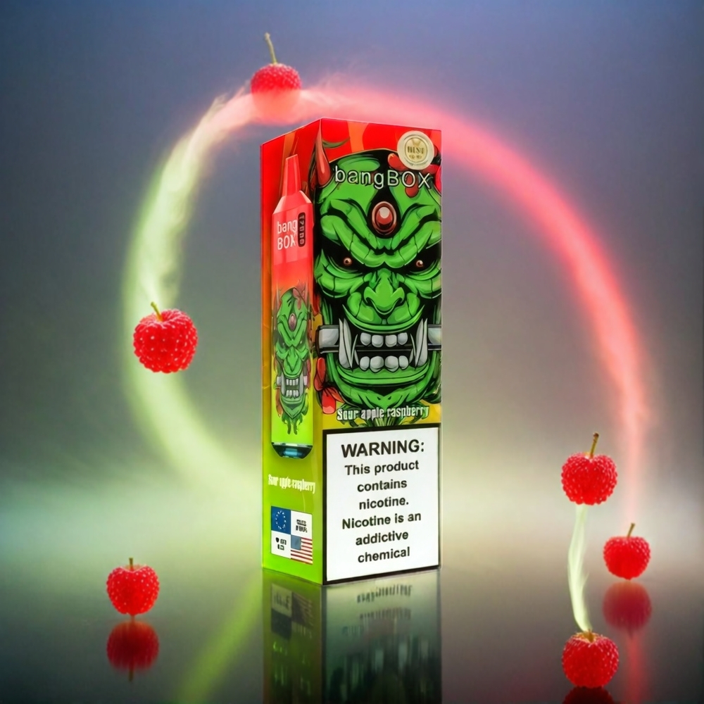 Italia Ingrosso Bang Box 12000 Puffs Vape Mela Acida Lampone con 23ML Liquido, 650mAh Batteria, USB Type-C, Sale Nic 0%-5%