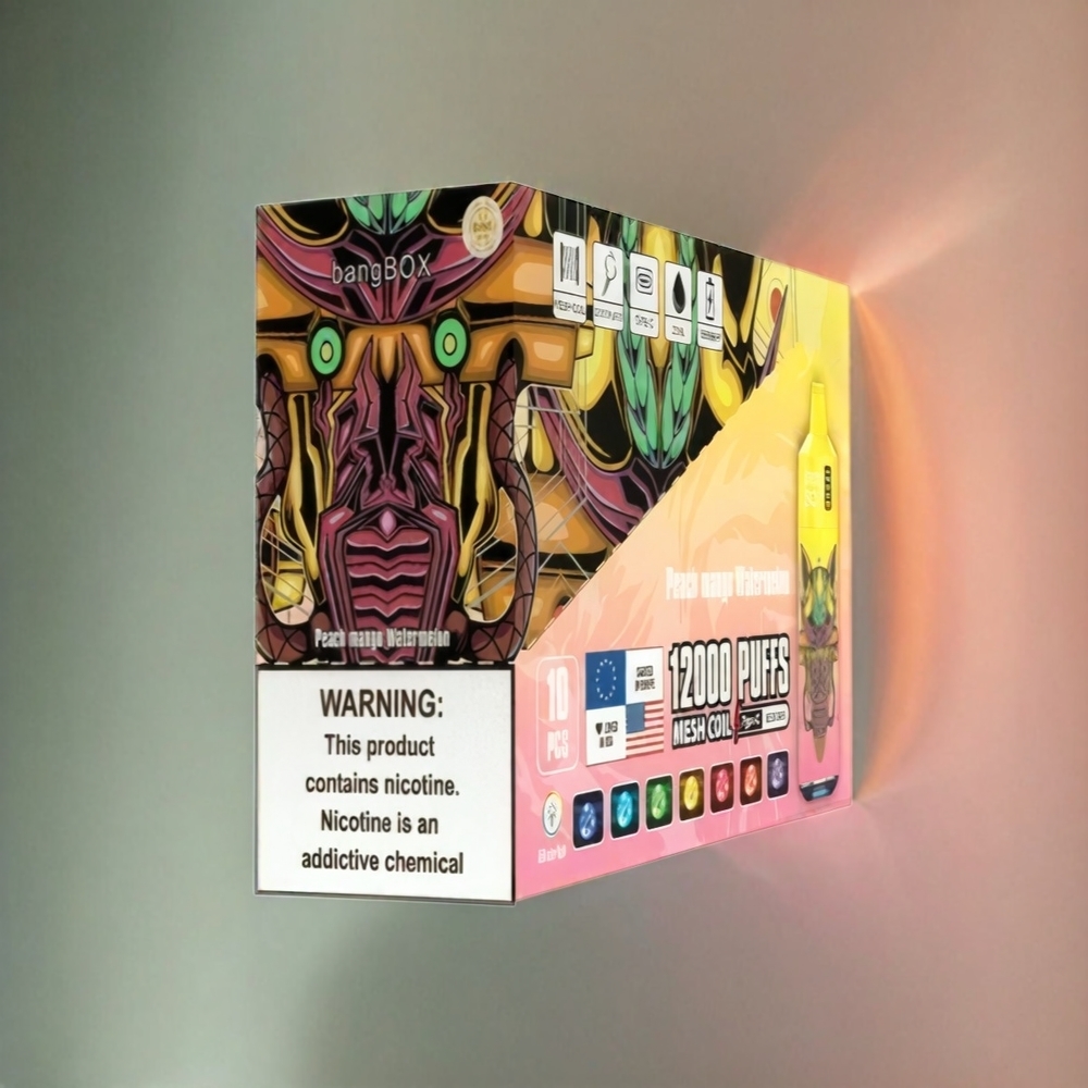 Italia Ingrosso Bang Box 12000 Puffs Vape Pesca Mango Anguria - 23ML Liquido, 650mAh Batteria, Tipo-C USB, Nic Salata 0%-5% - 1 Scatola 10 Pezzi