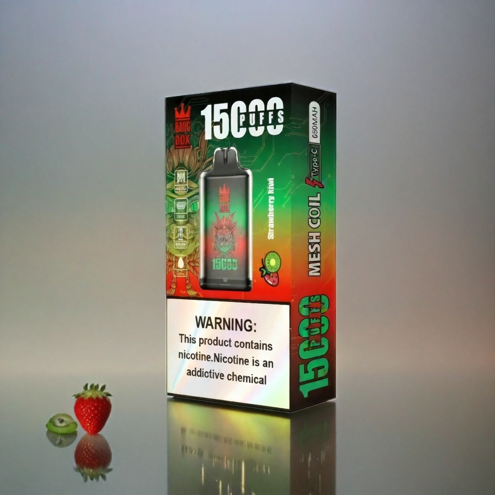 Bang Box 15000 Puffs Italia Ingrosso Vape Fragola Kiwi e Bang Box 15000 Puffs con 23ml E-Liquid, 650mAh Batteria, 15000 Puffs, Tipo-C USB, Confezione da 10 Pezzi