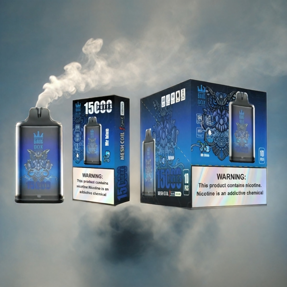 Bang Box 15000 Puffs Vape Mr Blu Italia Ingrosso - 23ml E-liquid, 650mAh Batteria, 15000 Puffs, TYPE-C USB, 1 Box 10 Pcs, Nicotine 0%/2%/3%/5%