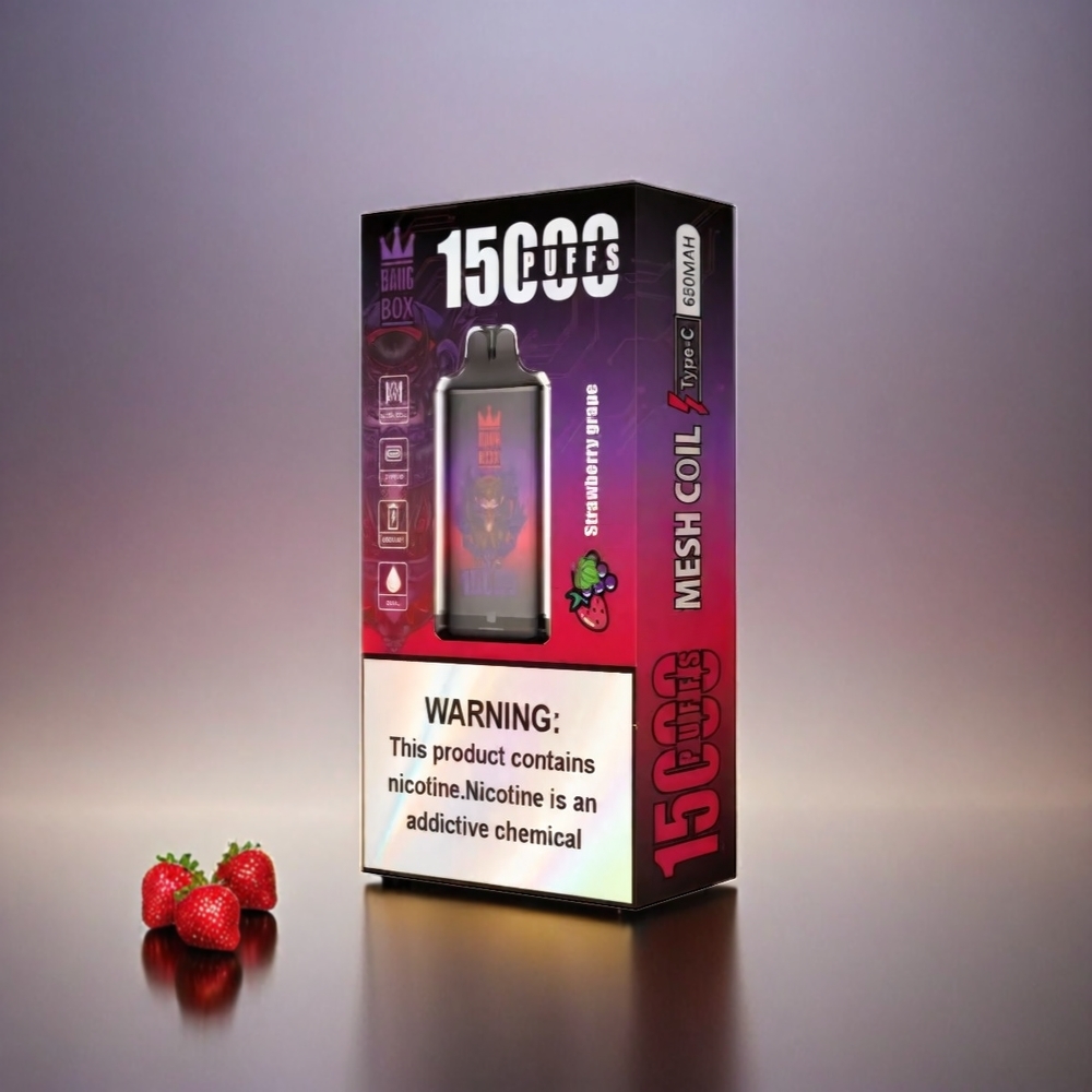 Italia Ingrosso Bang Box 15000 Puffs Vape Fragola Uva con 23ml E-liquido 650mAh Batteria e Tipo-C