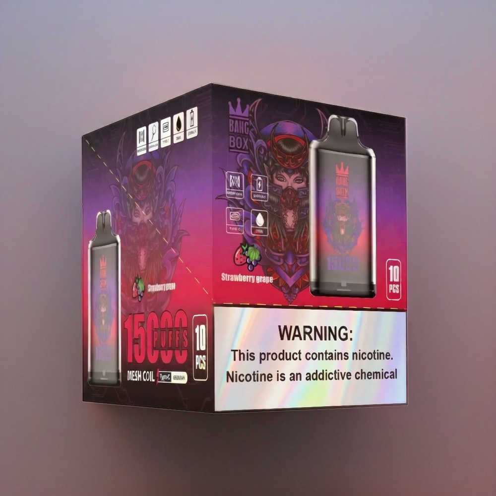 Italia Ingrosso Bang Box 15000 Puffs Vape Fragola Uva con 23ml E-liquido 650mAh Batteria e Tipo-C