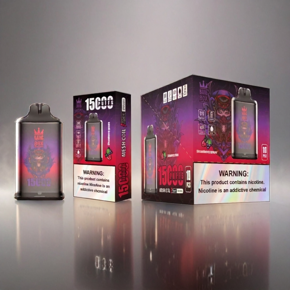 Italia Ingrosso Bang Box 15000 Puffs Vape Fragola Uva con 23ml E-liquido 650mAh Batteria e Tipo-C