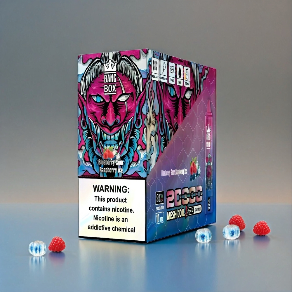 Bang Box 20000 Puffs Italia Ingrosso - Mirtillo Acido Lampone Ghiaccio (35ml, 850mAh, 0-5% Nicotina)