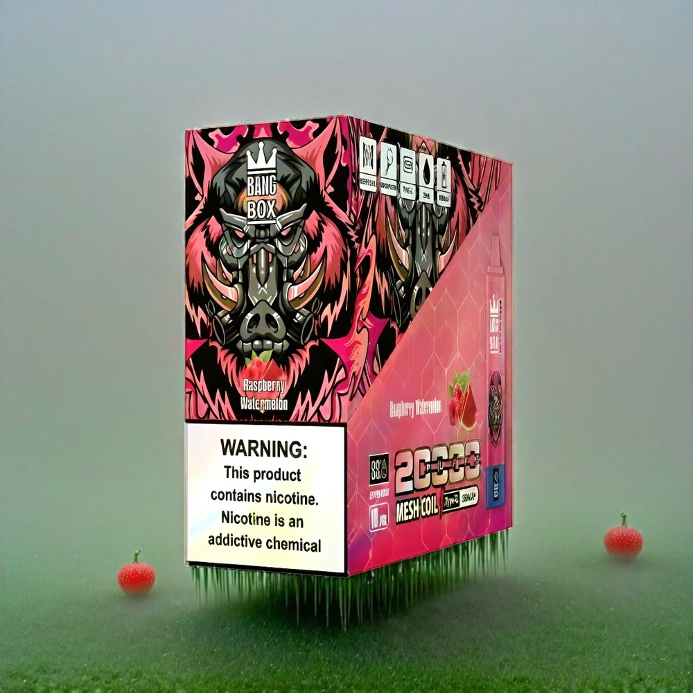 Bang Box 20000 Puffs Italia Ingrosso Vape Lampone Anguria - 0% 2% 3% 5% Nicotina, 35ml E-Liquido, 850mAh Ricaricabile, Schermo Intelligente, Mesh Coil, 200 Pezzi per Cartone