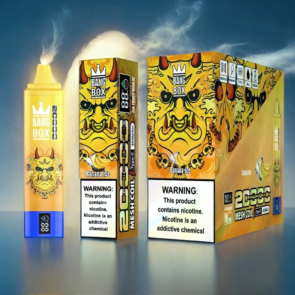 Italia Ingrosso Bang Box 20000 Puffs Vape Banana Ice Ghiaccio 0% 5% Nicotina 35ml 850mAh Mesh Coil