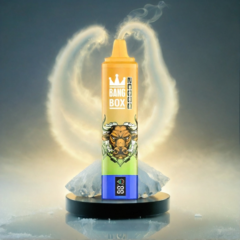 Italia Ingrosso Bang Box 20000 Puffs Vape Mango Ghiaccio – 35ml E-Liquid, 850mAh Ricaricabile, 0-5% Nicotina, 12 Sapori, Mesh Coil, Smart Screen con Indicatore