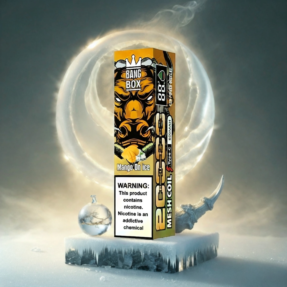Italia Ingrosso Bang Box 20000 Puffs Vape Mango Ghiaccio – 35ml E-Liquid, 850mAh Ricaricabile, 0-5% Nicotina, 12 Sapori, Mesh Coil, Smart Screen con Indicatore
