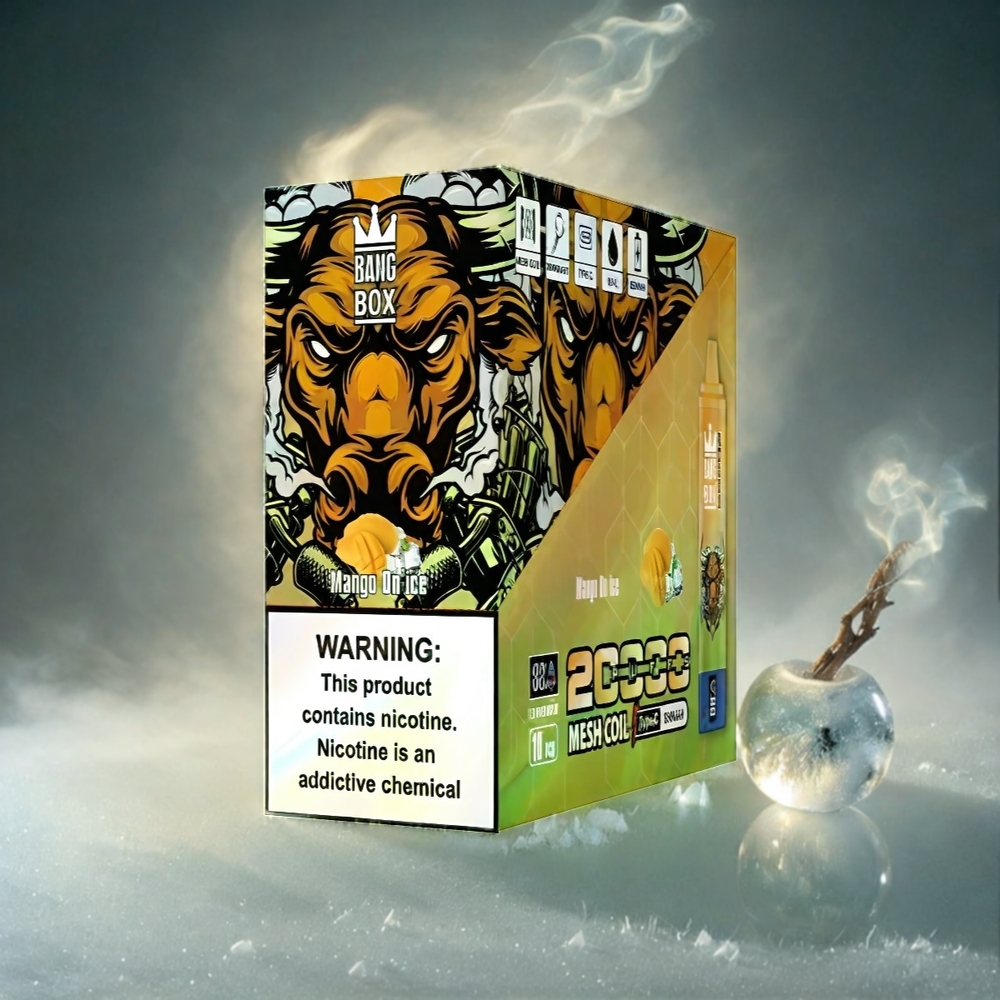 Italia Ingrosso Bang Box 20000 Puffs Vape Mango Ghiaccio – 35ml E-Liquid, 850mAh Ricaricabile, 0-5% Nicotina, 12 Sapori, Mesh Coil, Smart Screen con Indicatore