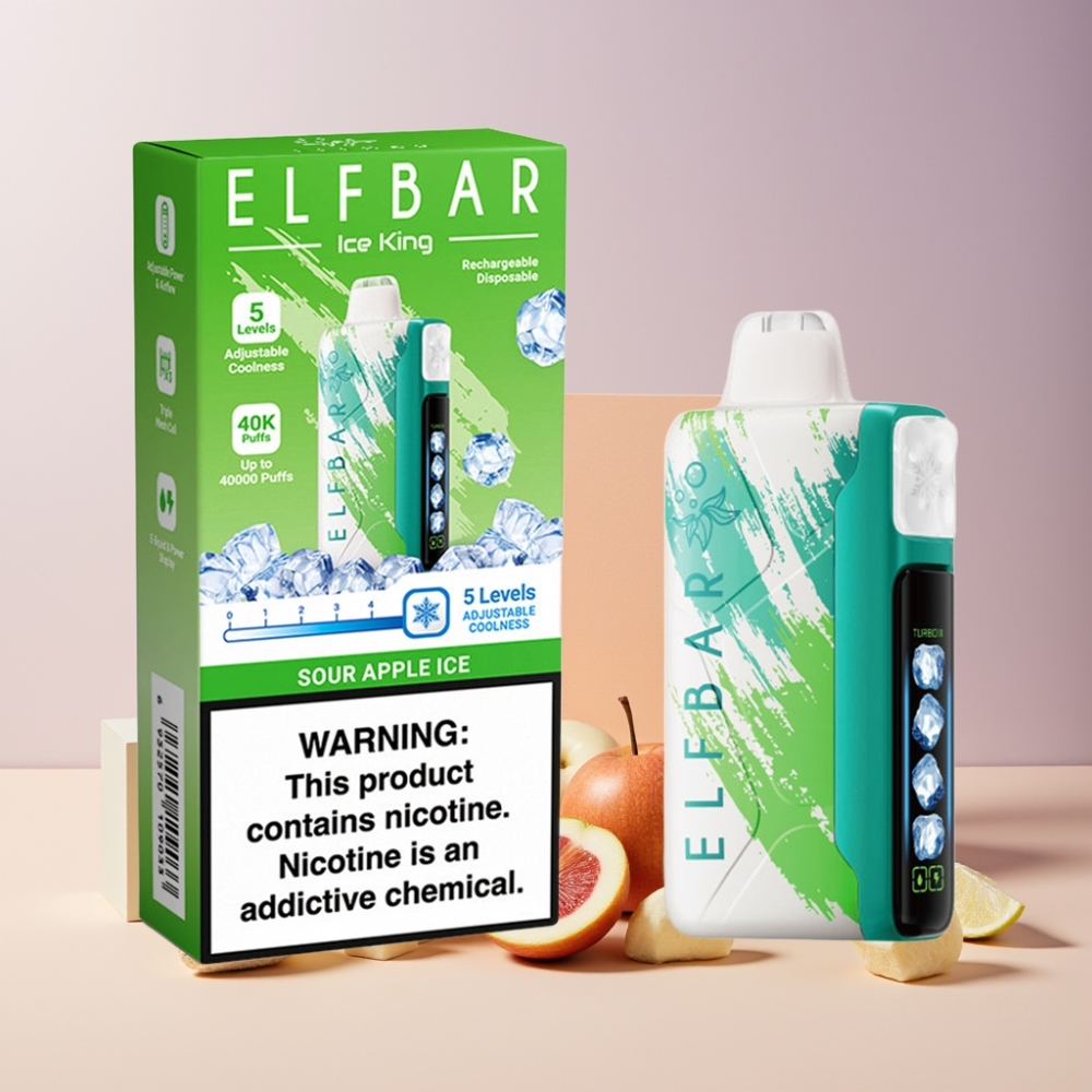 Elf Bar Ice King 40000 Puff Italia Ingrosso Disposable Vape Mela Acida Ghiaccio 20ml 5% Nicotina Ricaricabile