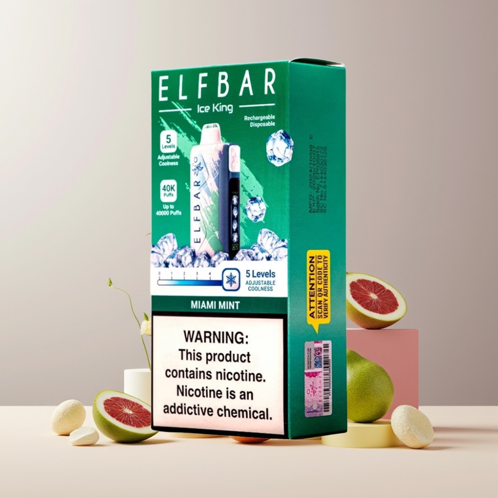 Elf Bar Ice King 40000 Puff Italia Ingrosso Disposable Vape Menta Miami 20ml 5% Nic