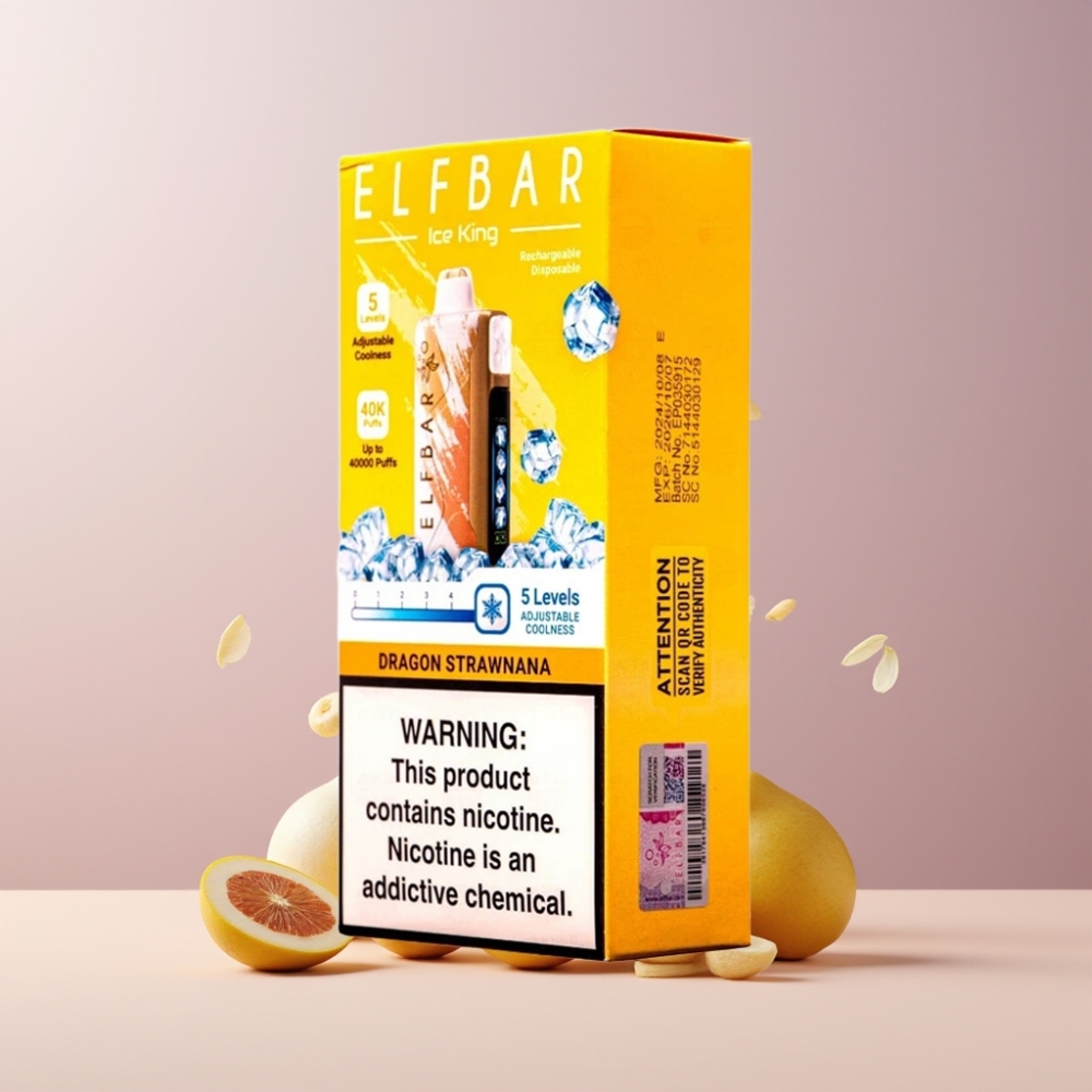 Elf Bar Ice King 40000 Puff Italia Ingrosso Dragon Fragola Banana 20ml 5% Nic 850mAh