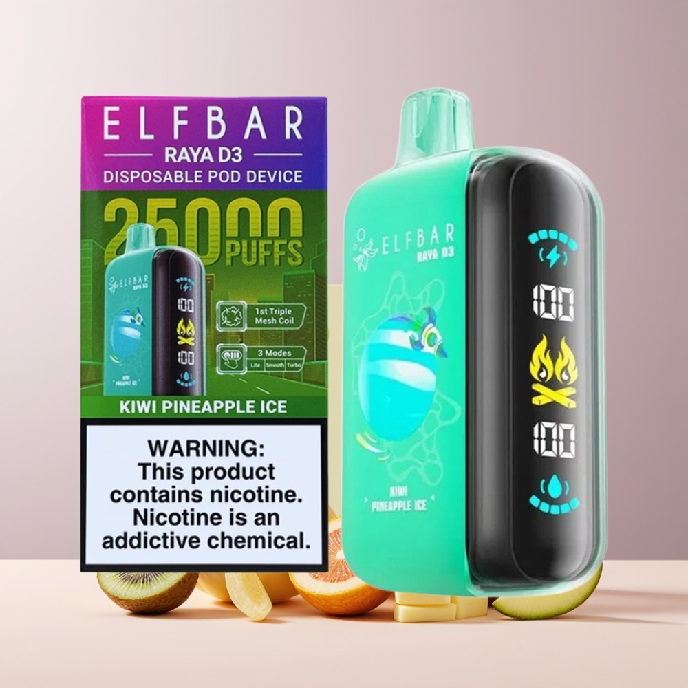 ELF BAR RAYA D3 25000 Puff Italia Ingrosso Disposable Vape Kiwi Ananas Ghiaccio 23ml 5% 850mAh Type-C