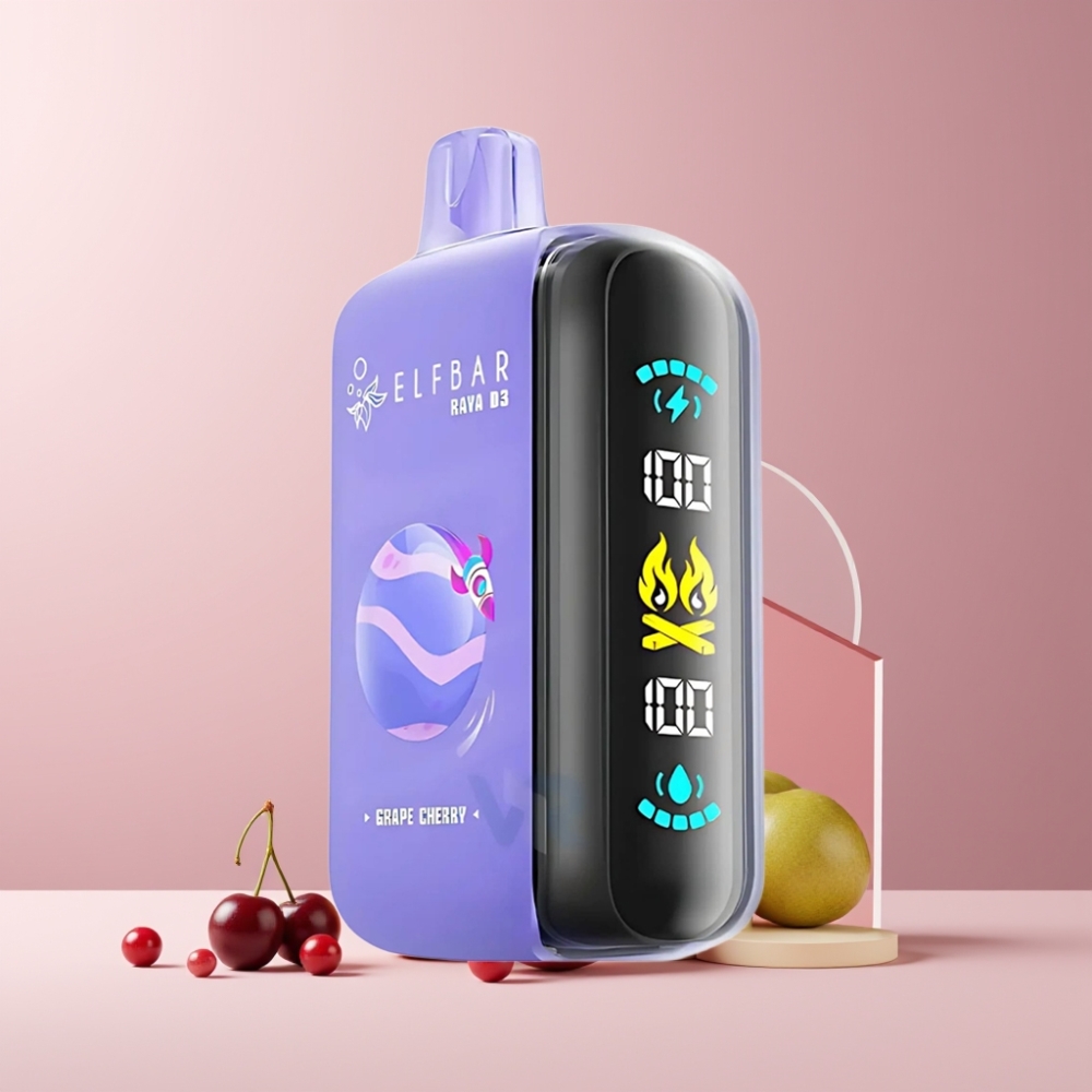 ELF BAR RAYA D3 25000 Puff Italia Ingrosso Disposable Vape Uva Ciliegia, 23ml, 5% Nicotina, Ricaricabile