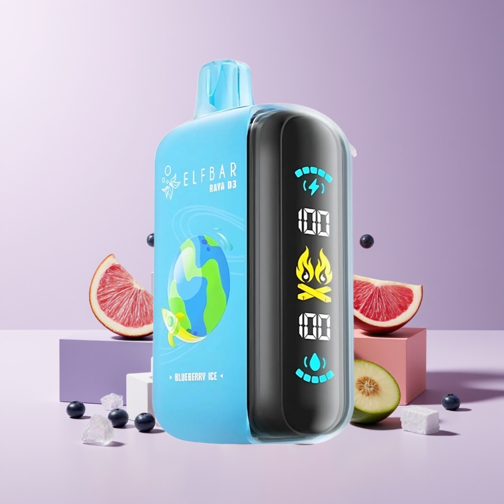 ELF BAR RAYA D3 25000 Puff Italia Ingrosso Ricaricabile 23ml Mirtillo Ghiaccio