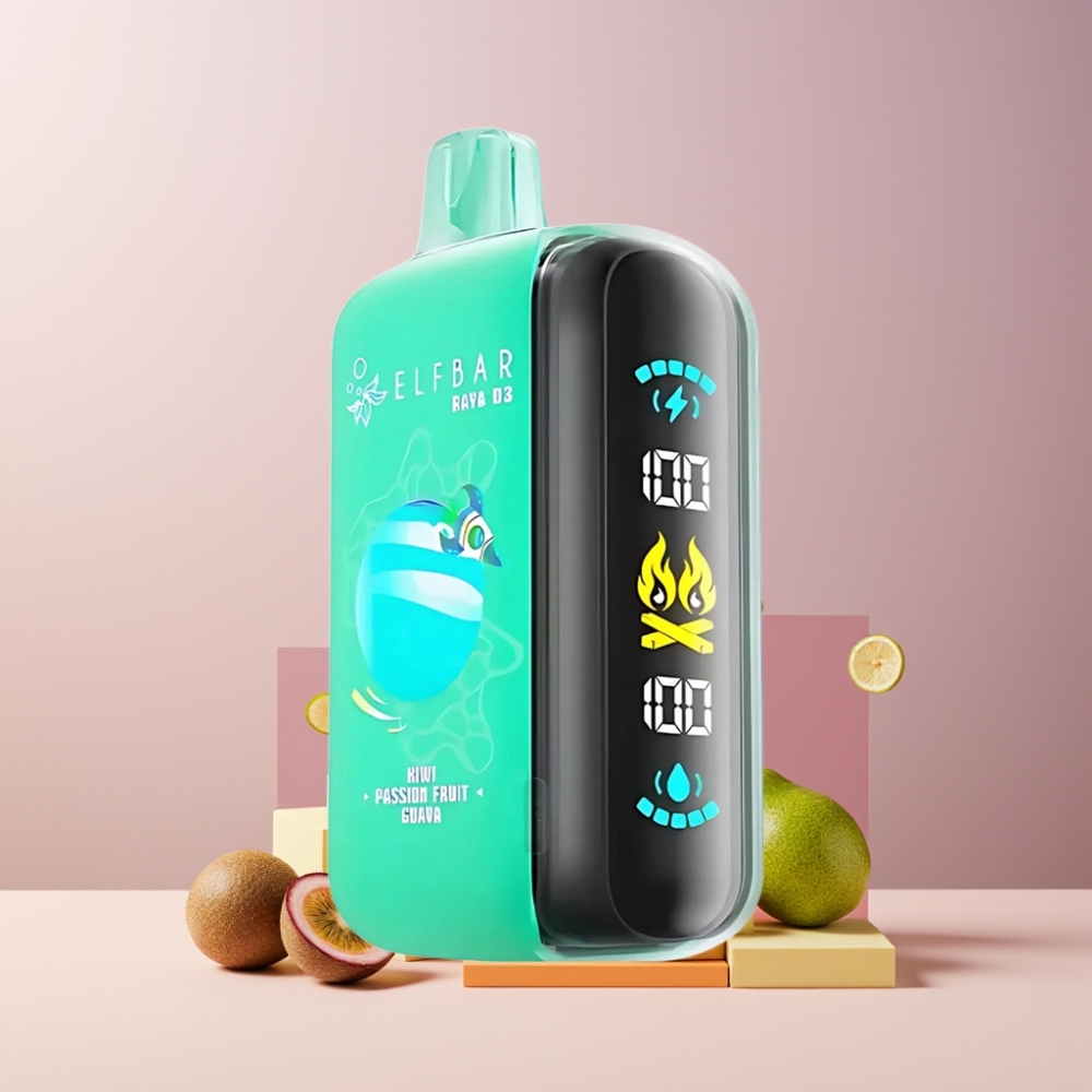 ELF BAR RAYA D3 25000 Puff Italia Ingrosso Ricaricabile Kiwi Frutto della Passione Guava 23ml 5%