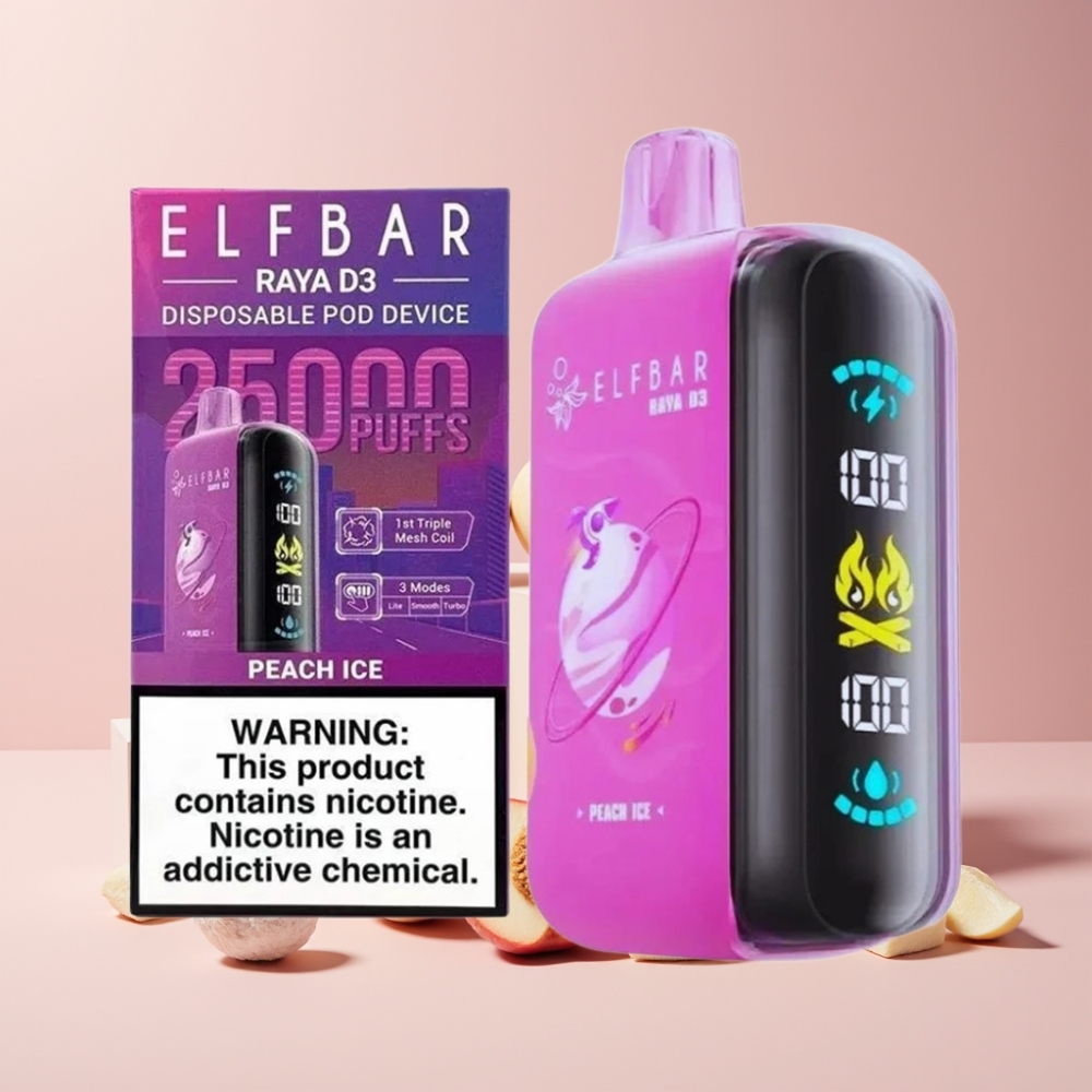 ELF BAR RAYA D3 25000 Puff Italia ingrosso Disposable Vape Pesca Ghiaccio 23ml 5% Type-C