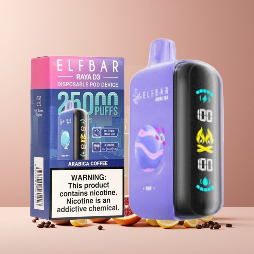 ELF BAR RAYA D3 25000 Puff Italia ingrosso Ricaricabile Caffè Arabica 23ml 5% Nicotina